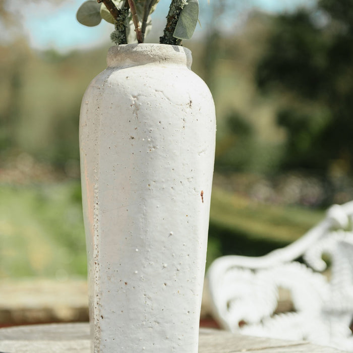 Dallas Column Vase, White Stoneware