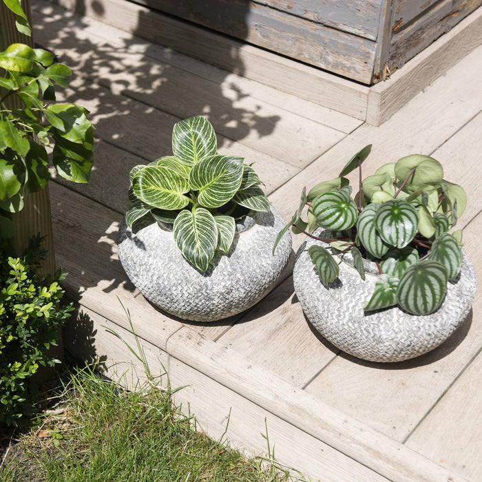 Dallas Vase, Etched Squat, Grey Stone