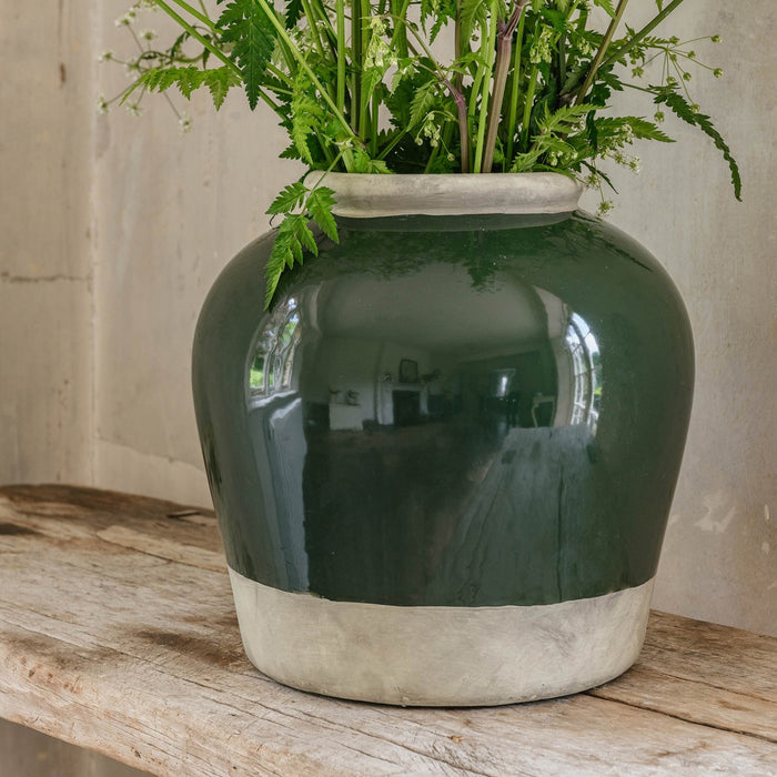 Dallas Vases, Green, White, Stone Urn