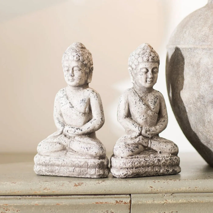 Dallas Mini Sculptures, Buddha, Grey Cement