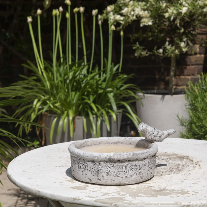 Dallas Round Candle, Bowl, Bird, Grey Terracotta