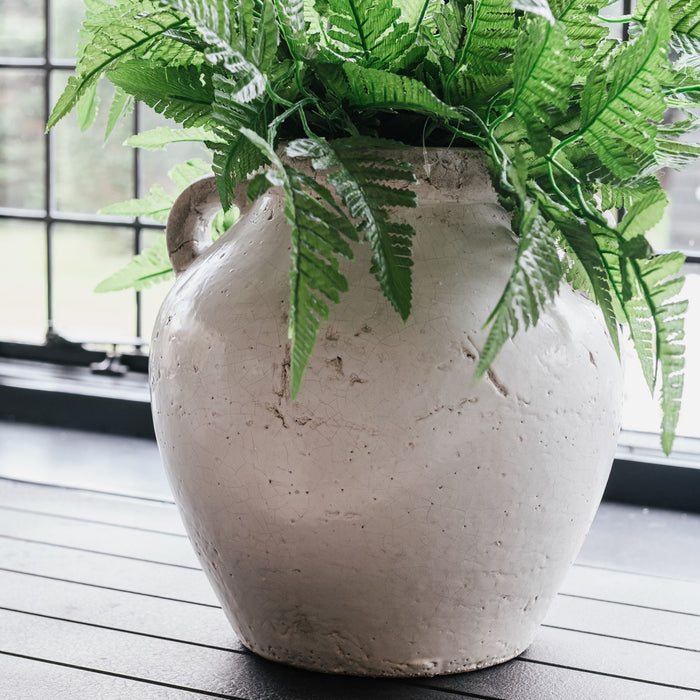 Dallas Squat Vase, White Stone