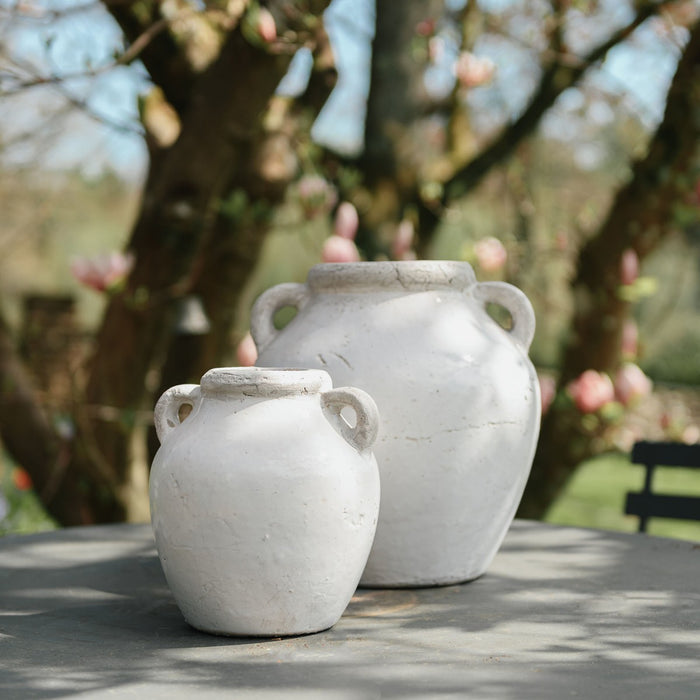 Dallas Squat Vase, White Stone