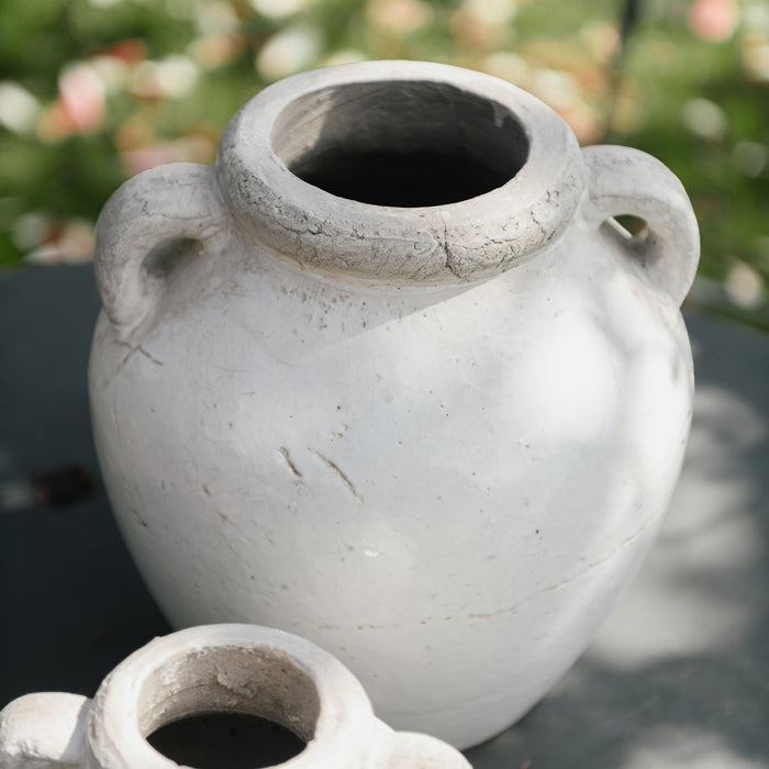 Dallas Squat Vase, White Stone