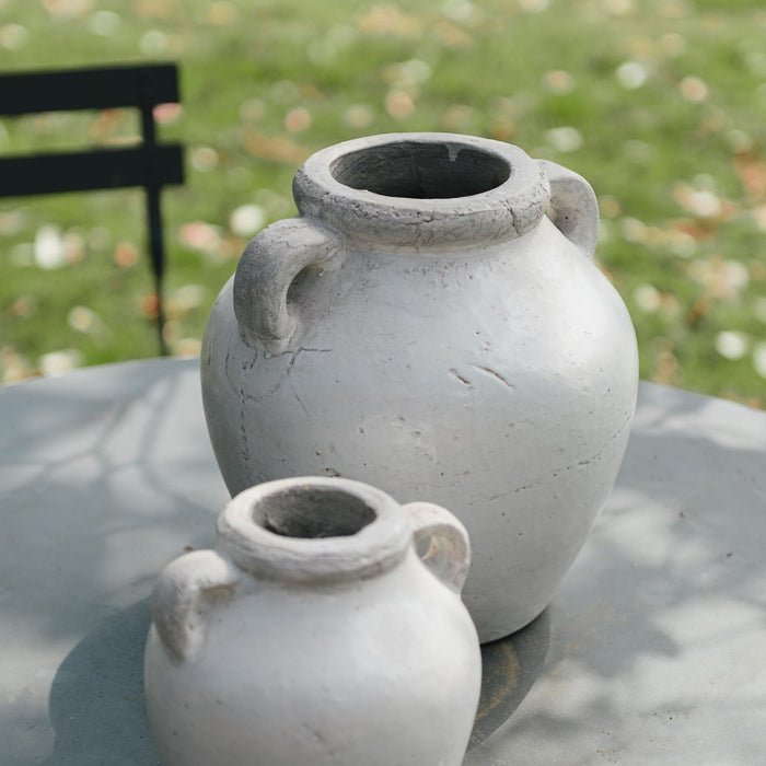 Dallas Squat Vase, White Stone