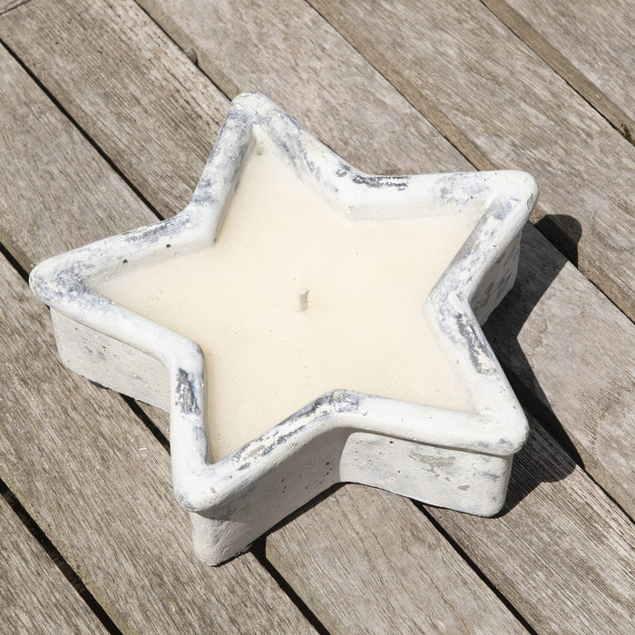 Dallas Candle, Star, White Cement