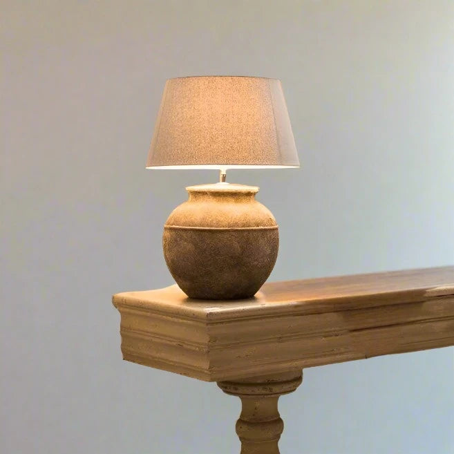 Dallas Table Lamps in Stone, Dark Grey with Shade