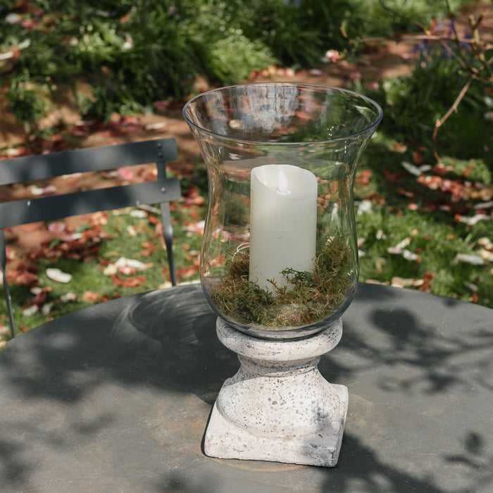 Dallas Candle Holders, White Stone, Hurricane Small