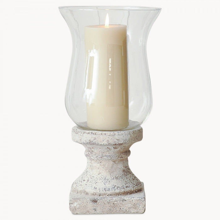 Dallas Candle Holders, White Stone, Hurricane Small