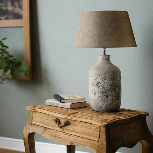 Dallas Table Lamps with White Stone Base and Gravel Shade