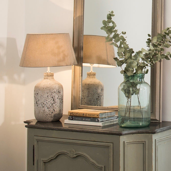 Dallas Table Lamps with White Stone Base and Gravel Shade