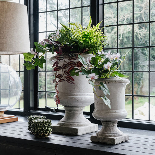 Dallas Vases, White Stone, Urn