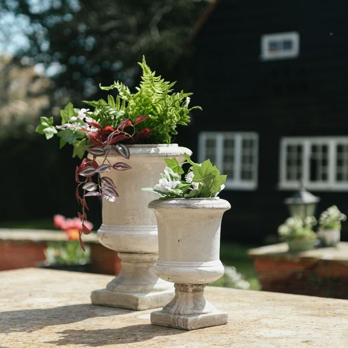 Dallas Small Vase, White Stone, Urn