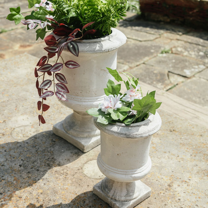 Dallas Small Vase, White Stone, Urn