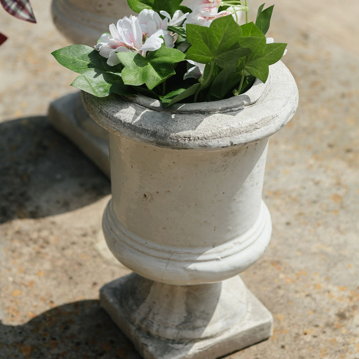 Dallas Small Vase, White Stone, Urn