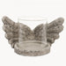 Dallas Candle Holders, Grey Cement Winged, Glass Votive 