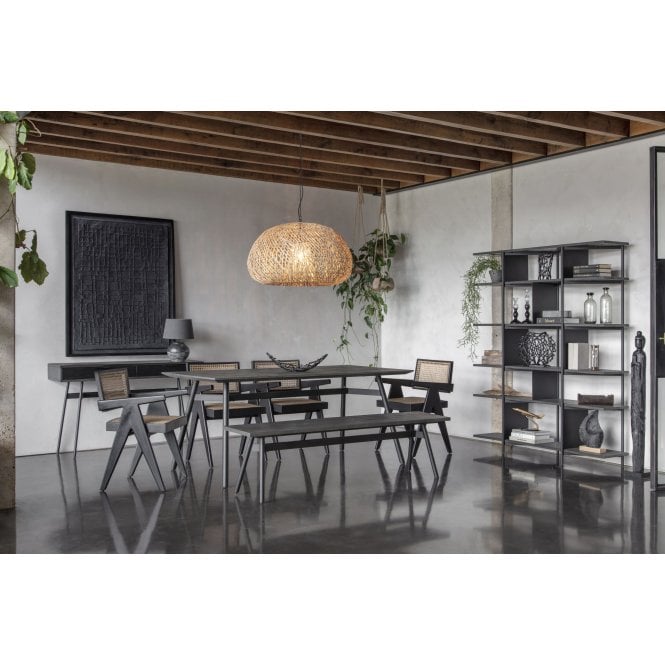 Okayama Rectangle Dining Table, Black Acadia Wood