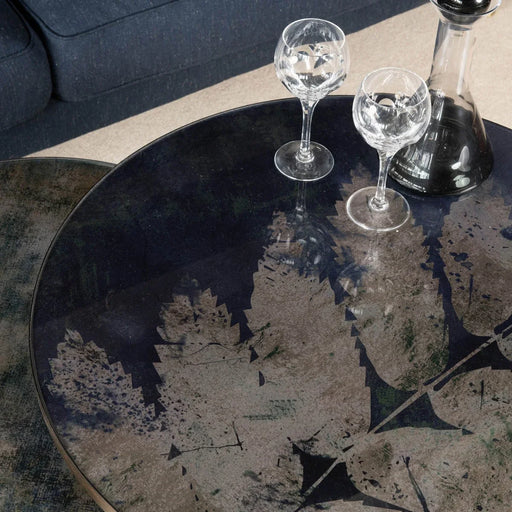 Elegant Glass & Iron Nesting Tables – Leaf Design Top & Compact Modern Style  