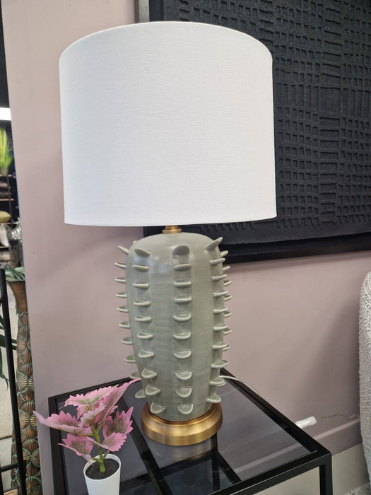 Modern Cactus-Inspired Ceramic Table Lamp with Linen Shade - 70cm