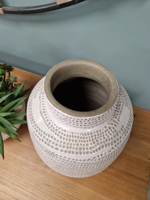 Stem Flower Vase, White Textured, Stoneware