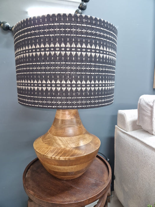 Modern Mango Wood Table Lamp with Handwoven Shade