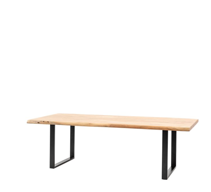 Boston Rectangle Dining Table, Black Metal & Natural Wood - Large ( Due Back In 09/11/24 )