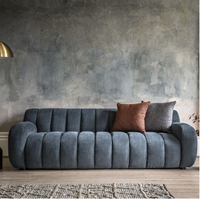 Milan 3 Seater Sofa in Dusty Blue Fabric