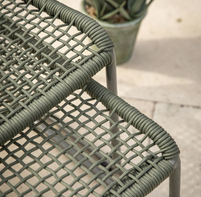 Crofton Garden Lounge Chair & Footstool, Green Woven Rope & Metal ( Due Back In 28/01/25 )