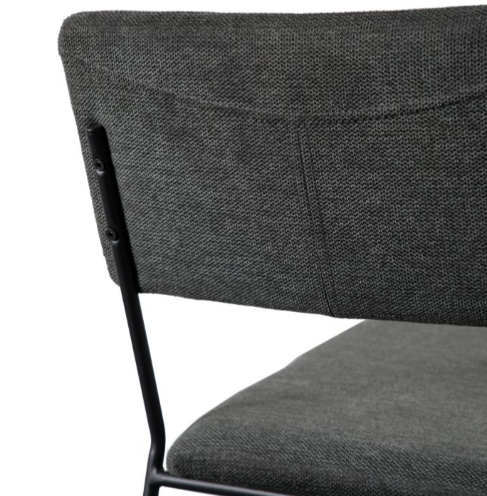 Lyon Dining Chair with Slate Grey Fabric & Black Metal Frame - Set of Two