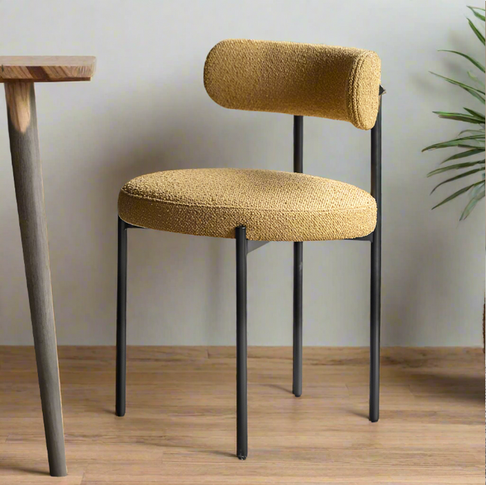 Elegant Ochre Fabric Dining Chairs (Set of Two)