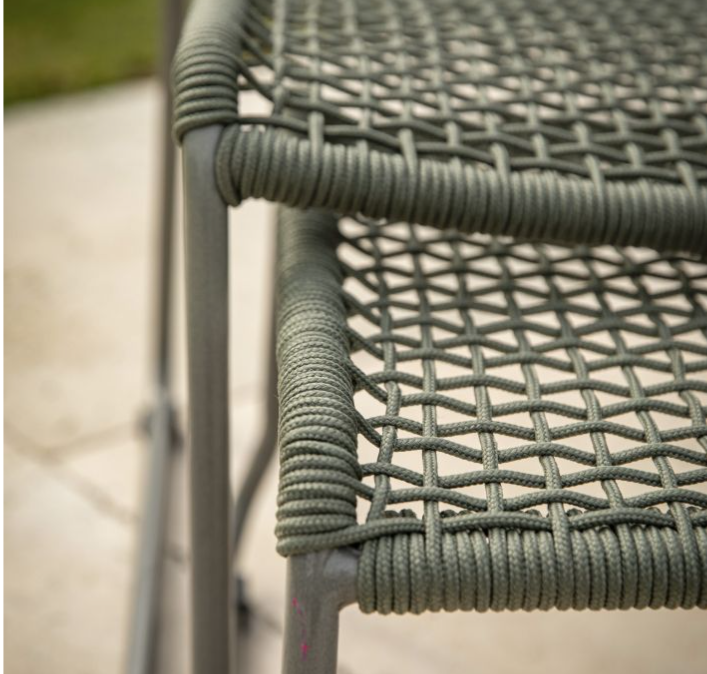 Crofton Garden Lounge Chair & Footstool, Green Woven Rope & Metal ( Due Back In 28/01/25 )