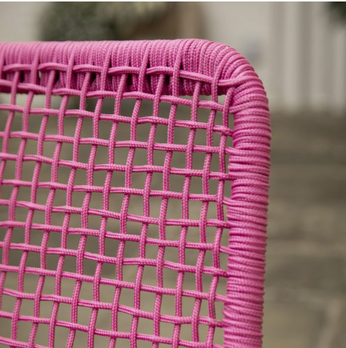 Crofton Garden Lounge Chair & Footstool, Pink Woven Rope & Metal ( Due Back In 28/01/25 )