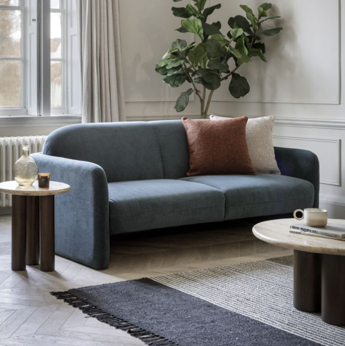 Brooklyn 3-Seater Sofa in Dusty Blue Fabric ( Due Back In 31/12/24 )