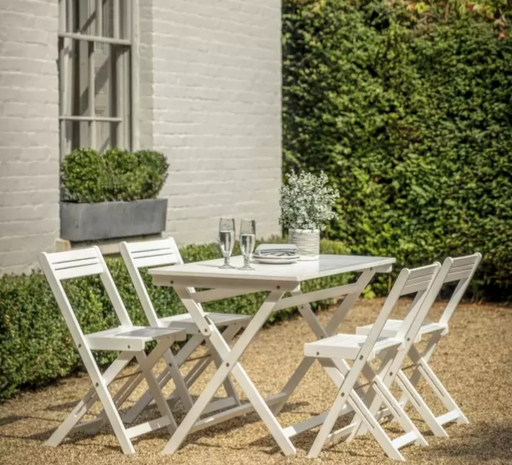 Kenwyn Garden Furniture Dining Set, White Acadia Wood, Folding