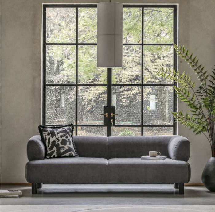 Siena Modern 3 Seater Sofa in Anthracite Grey Fabric