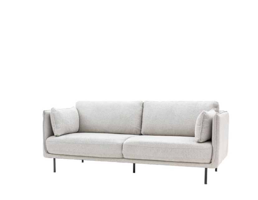 Chiswick 3 Seater Natural Boucle Sofa with Black Metal Legs