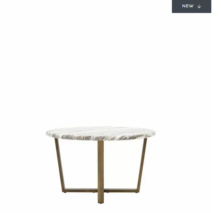 Burlington Round Coffee Table, Grey Marble Top, Bronzed Brass Metal