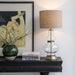 Opulent Harvard Table Lamps - Antique Gold Glass, Cream Linen Shade