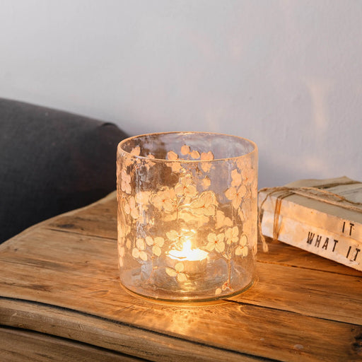 Harvard Candle Holder, Floral Glass 