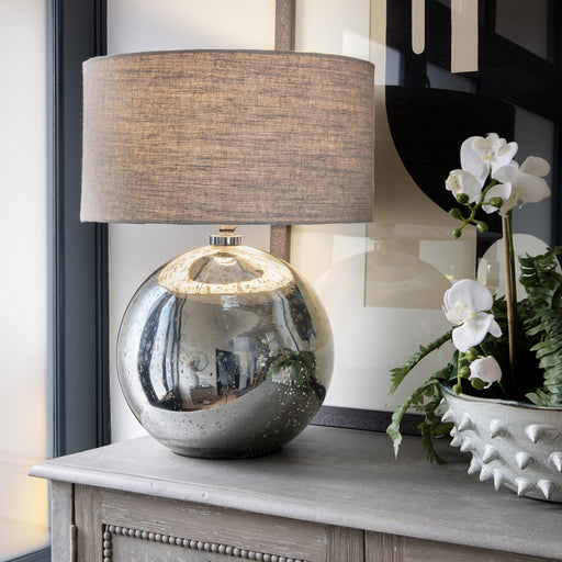 Harvard Table Lamps - Silver Glass, Cream Shade