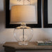 Derby Table Lamp with Clear Glass Base and Round Shade