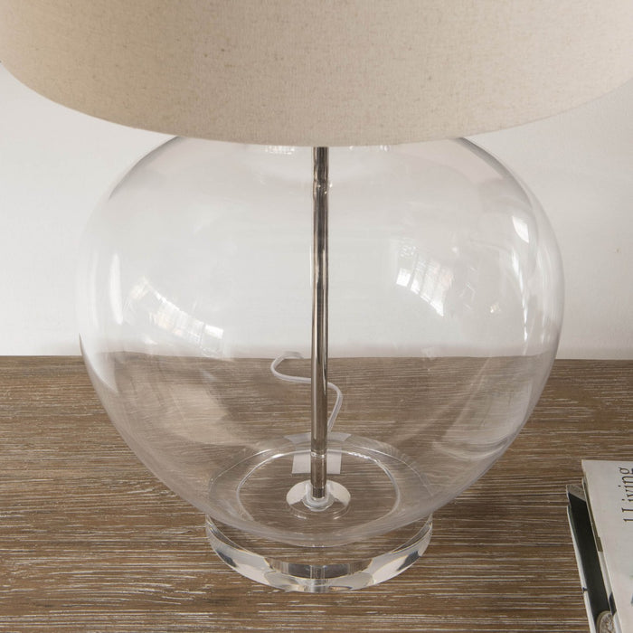 Derby Table Lamp with Clear Glass Base and Round Shade