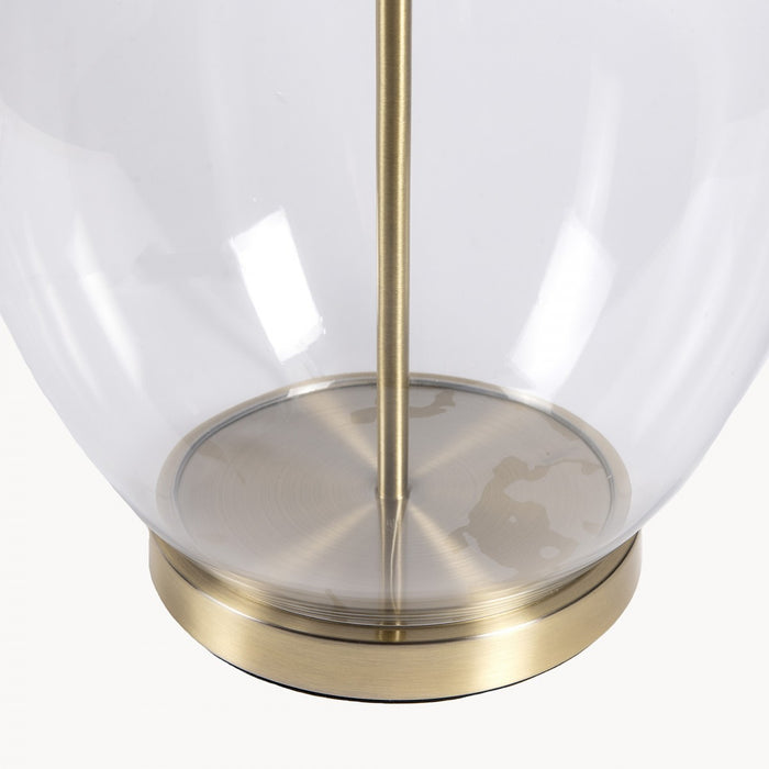 Derby Table Lamps with Oval Glass Design and Natural Linen Shade