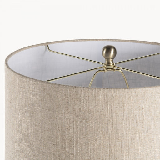 Derby Table Lamps with Oval Glass Design and Natural Linen Shade