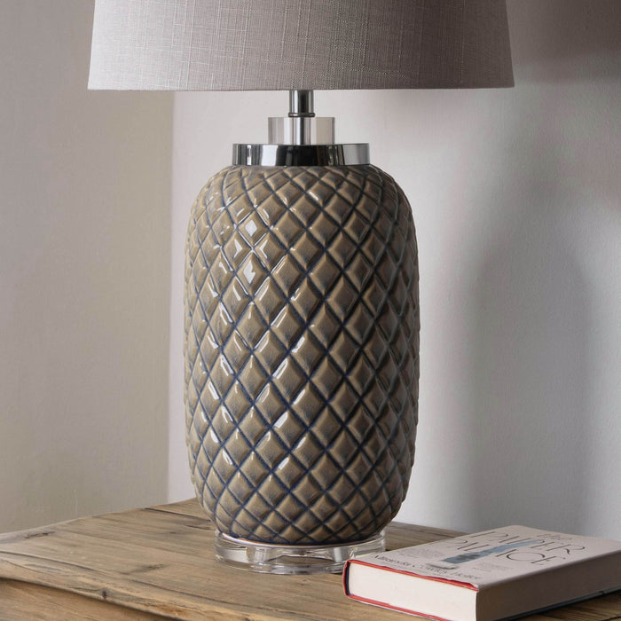 Derby Table Lamp - Cream and Grey Ceramic, Pineapple Base