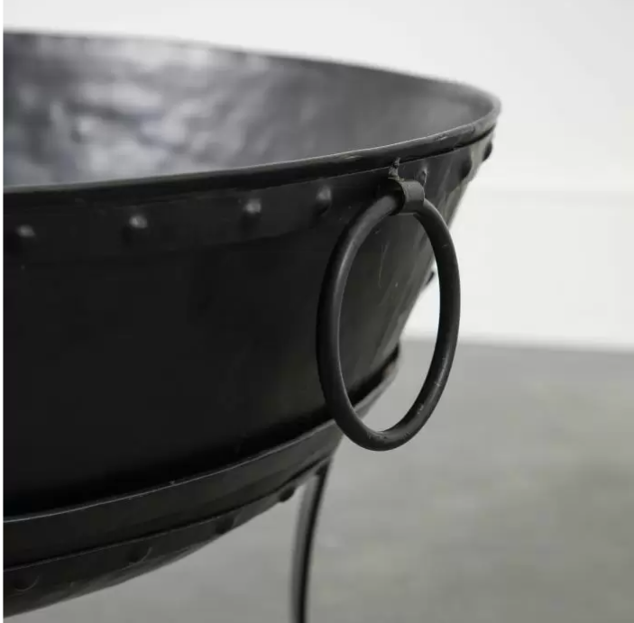 Brookby Black Metal Firepit, Traditional Bowl Style