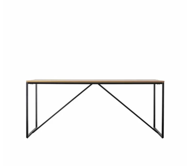 Sofia Dining Table, Oak, Black Metal, Rectangle