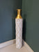 Sienna Metal Vase, Tall, Textured, Gold, Aged White