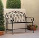 Morton Outdoor Metal Bench, Ornate, Black 