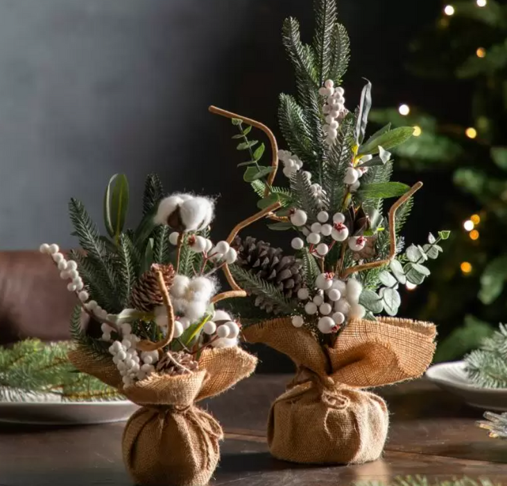 Mixed Pine & Cotton Mini  Christmas Tree